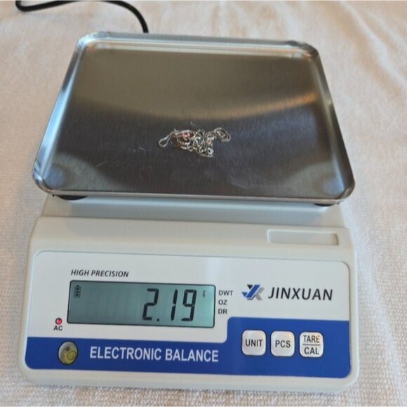 14k White Gold Heart Necklace with Pink Gemstone - Picture 6 of 6